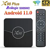 Смарт ТВ-приставка X98 plus 2/16Гб Android 11 Amlogic 905W2+ Максимальный пакет от YouTV на 1 месяц (X96 mini)