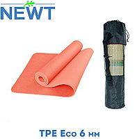 Коврик для йоги йога мат коврик для фитнеса и гимнастики с чехлом Newt TPE Eco 6 мм, розовый