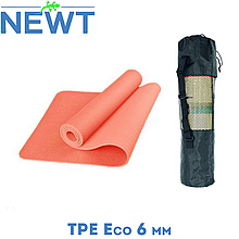 Килимок для йоги йога мат килимок для фітнесу та гімнастики з чохлом Newt TPE Eco 6 мм, рожевий