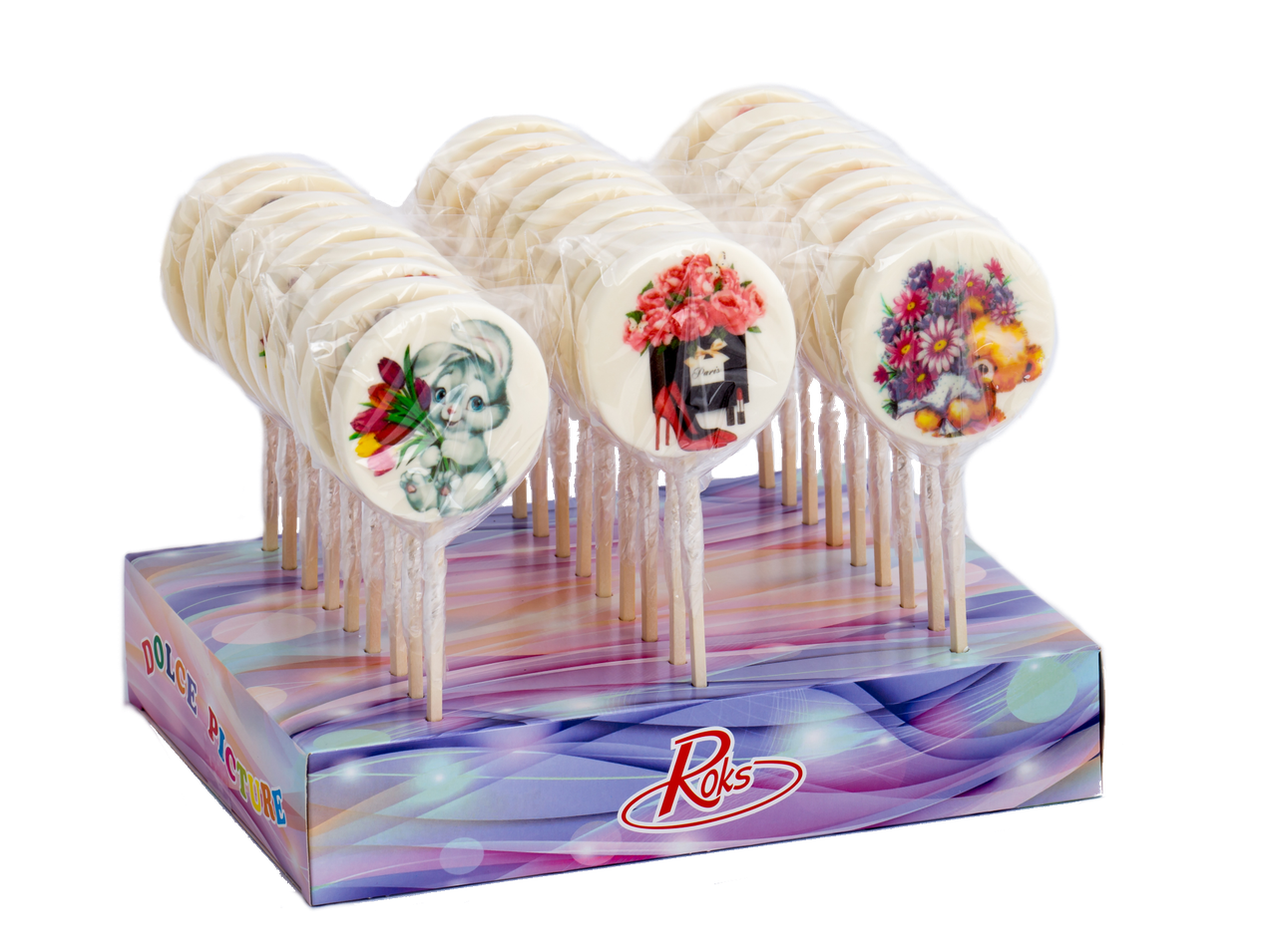 Карамель Льодяники на паличці З 8 Березня Women's Day 27 шт по 50 г Roks, фото 1