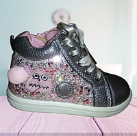Черевики для дівчинки срібло з паєтками ДШ