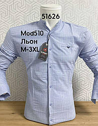 Льняна сорочка з довгим рукавом G-Port, стійка -510