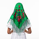 Хустка з квітковим візерунком 80х80см Зелена, фото 3