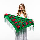 Хустка з квітковим візерунком 80х80см Зелена, фото 4