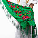 Хустка з квітковим візерунком 80х80см Зелена, фото 5