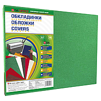 Обложки для переплета DA картонные А3 Delta под кожу зеленые 230 гр/м², 100 шт