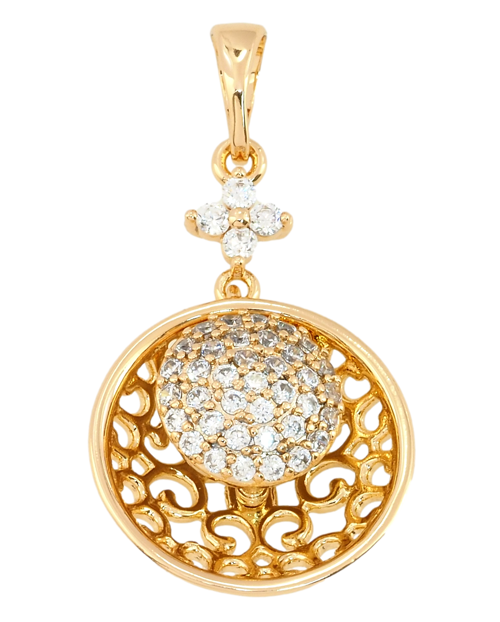 Кулон Xuping Позолота 18K "Ажурне колечко з цирконієм" для ланцюжка до 5мм