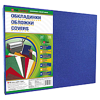 Обложки для переплета DA картонные А3 Delta "под кожу" синие 230 гр/м², 100 шт