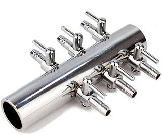 Розподільник повітря SuperFish на 6 виходів (вихід 4мм, підключення 20 мм), нерж. сталь для ставка, водойми, озера, узв