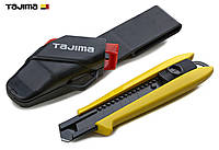 Нож строительный TAJIMA DC-L500YSFBL с кобурой 18 мм автоматический фиксатор (таджима)