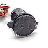 USB розетка A93G автомобільна кругла врізна (12-24В, USB QC 3.0 + TYPE-C PD, зелене підсвічування, з дротами для підключення), фото 4