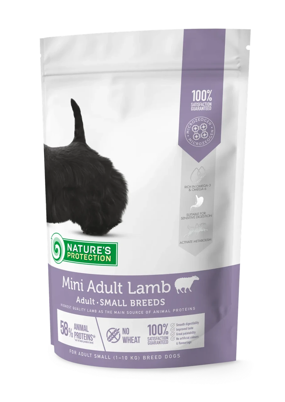 Сухий корм для дорослих собак малих порід Mini Adult Lamb Small Breeds Nature's Protection 500 г (ягня)