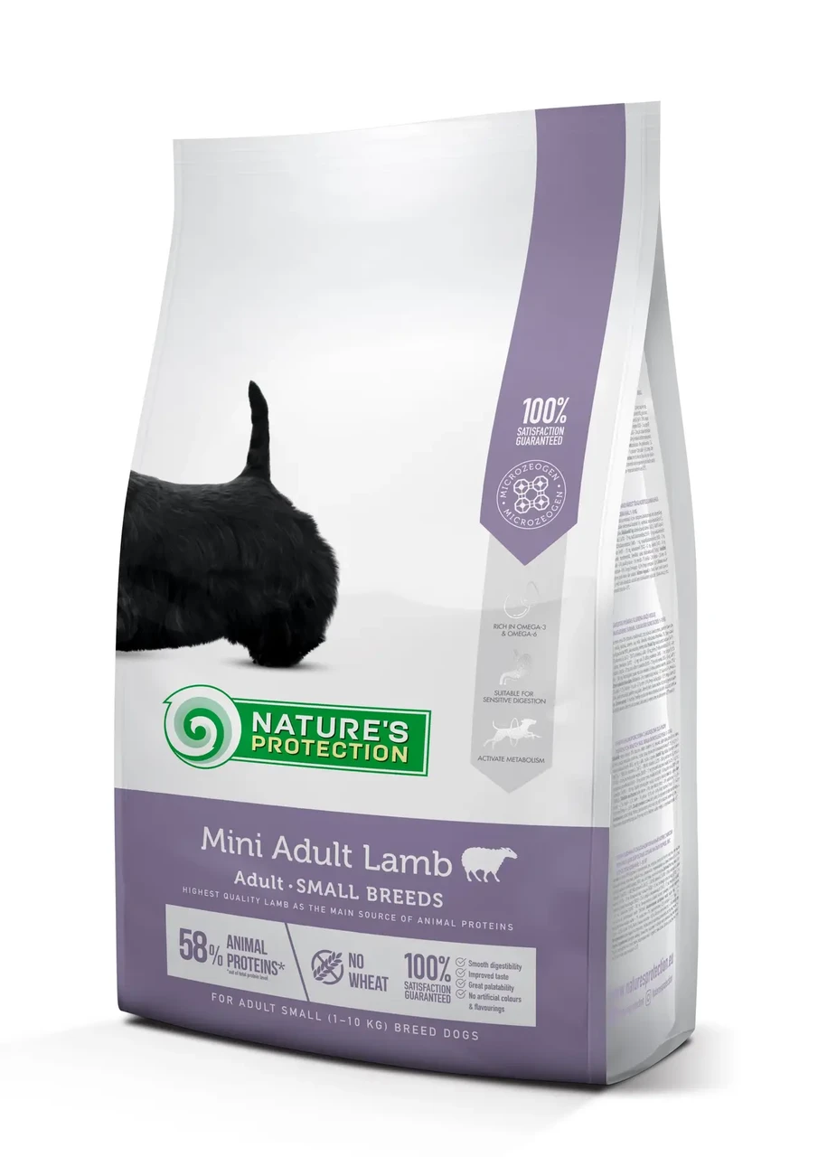 Сухий корм для дорослих собак малих порід Mini Adult Lamb Small Breeds Nature's Protection 7.5 кг (ягня)
