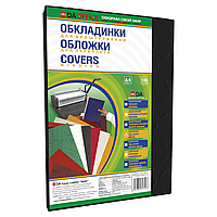 Обложки для переплета DA картонные А4 Delta "под кожу" черные 230 гр/м², 100 шт