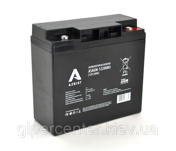 Аккумулятор ASBIST Super AGM ASAGM-12200M5, Black Case, 12V 20.0Ah (181 х 77 х 167 ) Q4