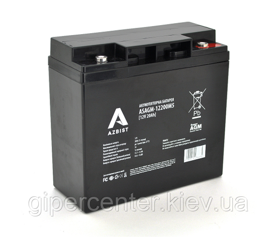 Аккумулятор ASBIST Super AGM ASAGM-12200M5, Black Case, 12V 20.0Ah (181 х 77 х 167 ) Q4, фото 2