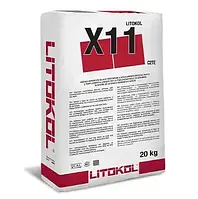 LITOKOL X11 - улучшенный клей для плитки с удлиненным временем открытого шара. Класс С2ТЕ. 20кг. 3-5,5кг/м2