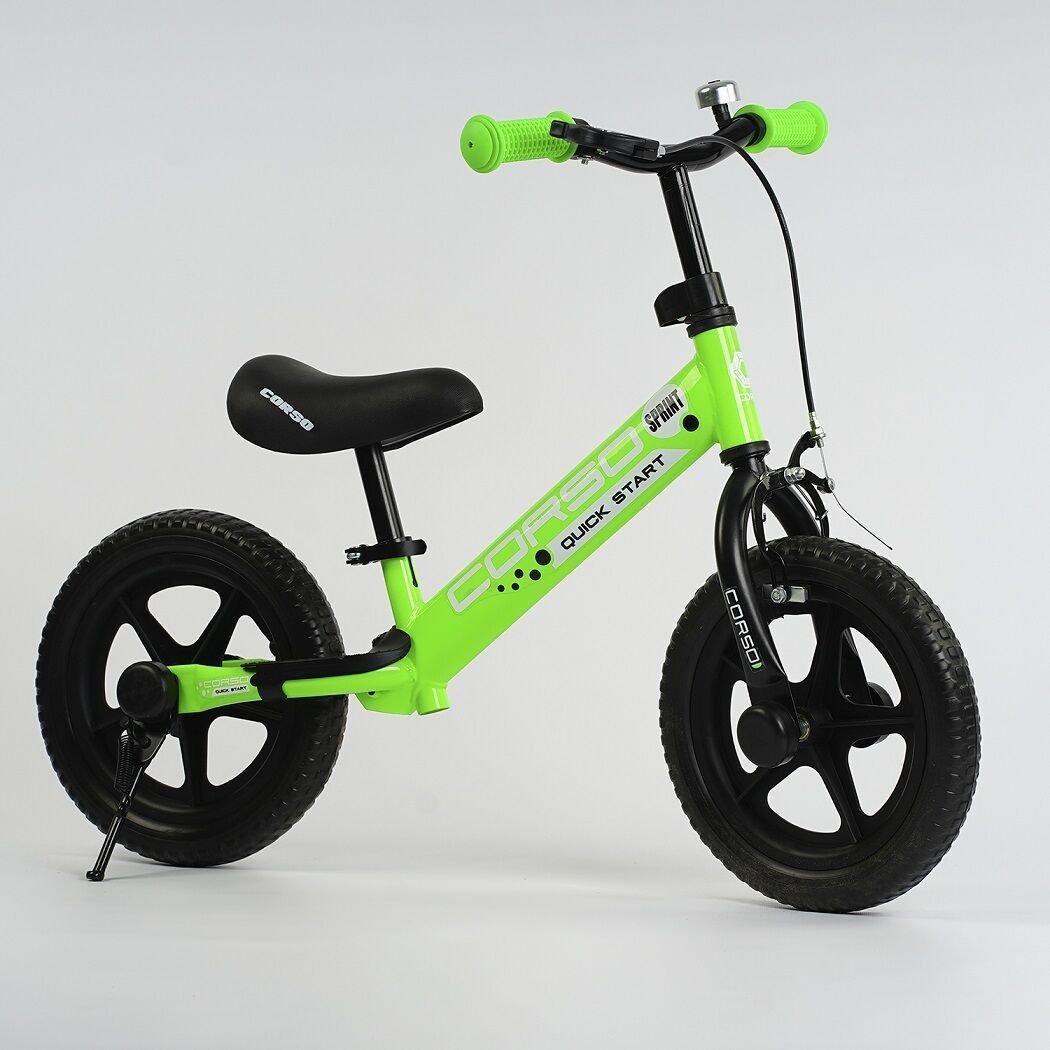 Біговел Corso 12" 65166 EVA (ПЕНА) зі сталевою рамою та ручним гальмом, з підставкою для ніжок і підніжкою, фото 1