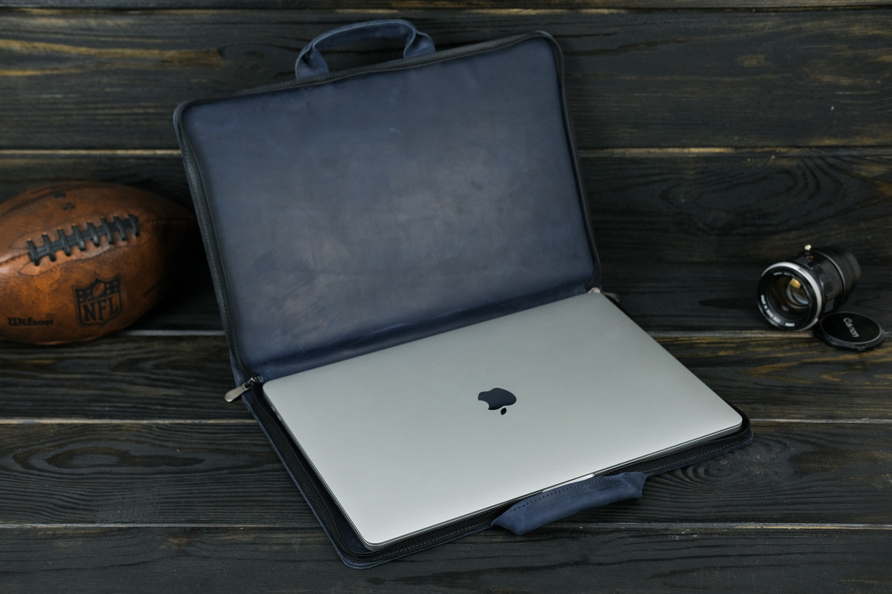 Шкіряний чохол для MacBook Pro 15" 2016-2019 Дизайн №31, натуральна Вінтажна шкіра, колір Синій
