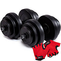 Гантелі бітумні Iron Body 2x18,5кг з рукавичками