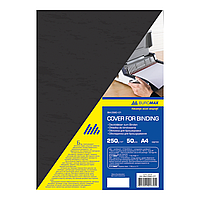 Обложки для переплета BUROMAX, А4, картон 250 гр/м², фактура под кожу, черная, 50 шт. в упаковке