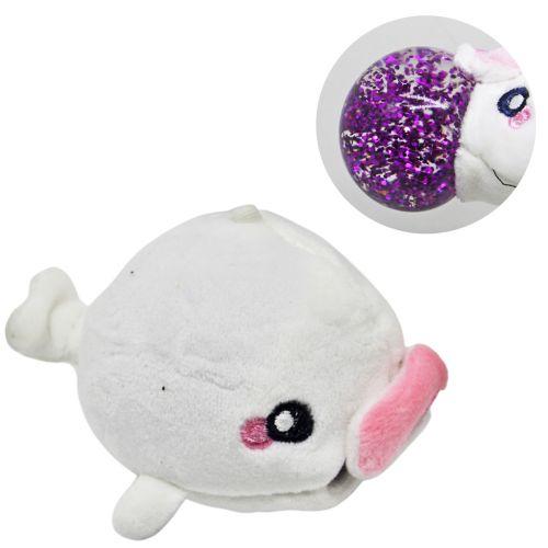 Антистрес у плюші ДЕЛЬФІН білий із блискітками, фото 1