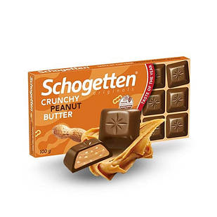 Шоколад Молочний Кранчі та Арахісова Олія Шогеттен Schogetten Crunchy Peanut Butter 100 г Німеччина