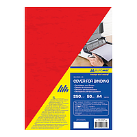 Обложки для переплета BUROMAX, А4, картон 250 гр/м², фактура "под кожу", красная, 50 шт. в упаковке