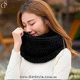 Шарф-хомут (снуд) цілісний Scarf Collar чорний, фото 3