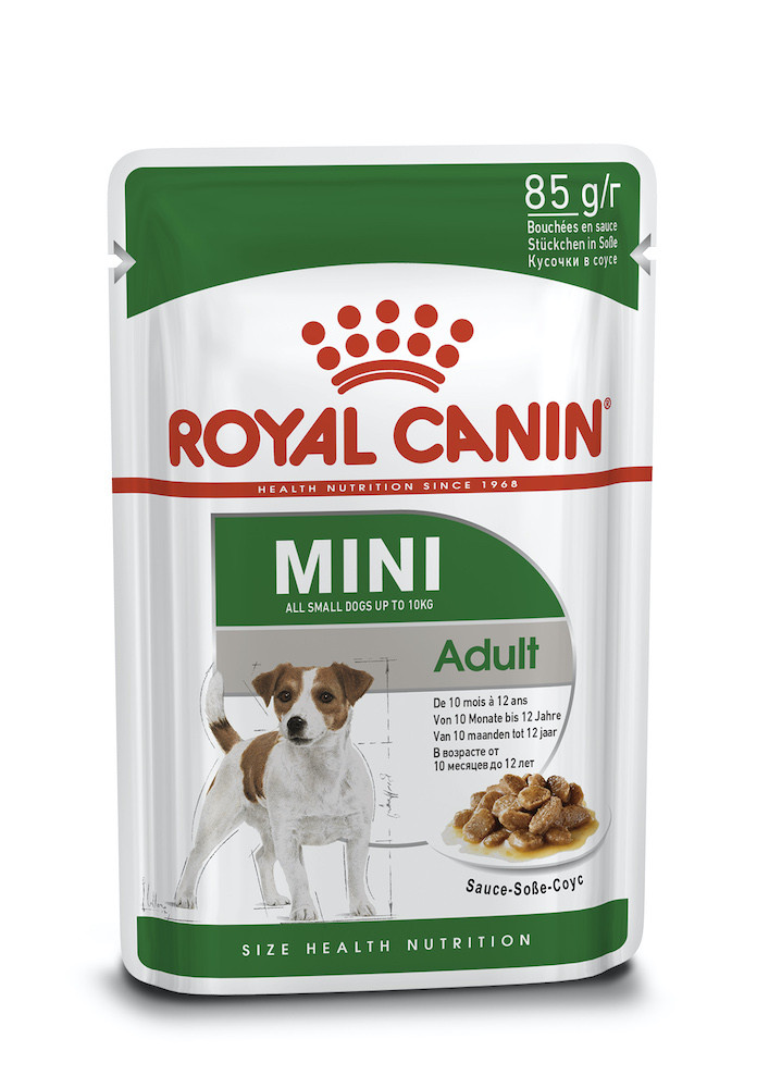 Влажный корм для взрослых собак мелких пород Royal Canin Mini Adult 85 г домашняя птица кусочки в соусе - фото 1 - id-p1573737906