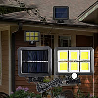 Вуличний ліхтар акумуляторний 6 COB прожектор на сонячній батареї лампа світильник з датчиком руху