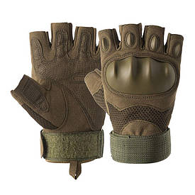 Військові рукавички з відкритими пальцями та посиленими вставками (Оливковий)