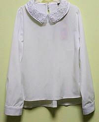 Блузка шкільна з довгим рукавом, мереживний комір, LARSY