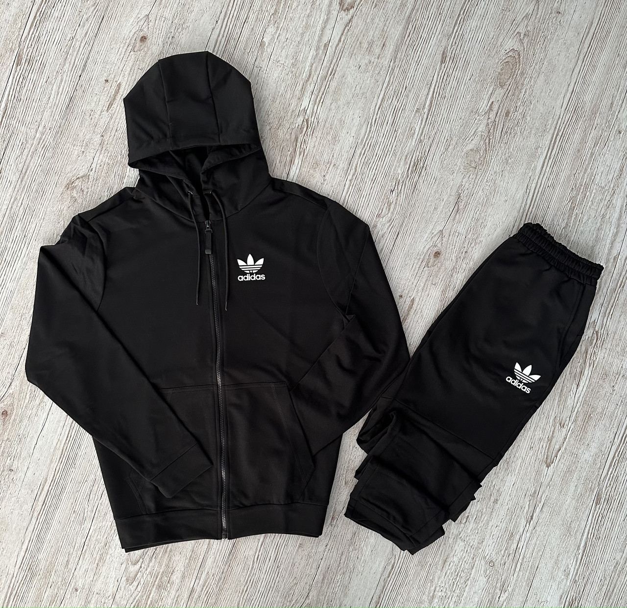 Спортивний костюм чоловічий Adidas весна осінь чорний комплект весняний осінній кофта зіппер штани адідас, фото 1