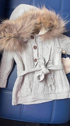 Курточка Вязана на Овчині сіра (9-12м)(YOLA.BABY.SHOP), фото 4