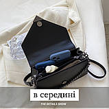 Жіноча класична сумка 8846 крос-боді з ланцюжком через плече на ремінці чорна, фото 3