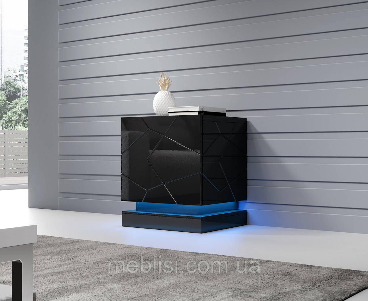 Чорна приліжкова тумба QIU — комплект із 2 шт (CAMA), фото 1