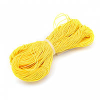 Шнур Вощеный Полиэстер, подходит для плетения браслетов, Цвет: Желтый, Размер: Диаметр 1мм, около 80м/связка,