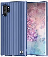 Защитный чехол-панель MADORU Stripes для Samsung Galaxy Note 10+ Blue