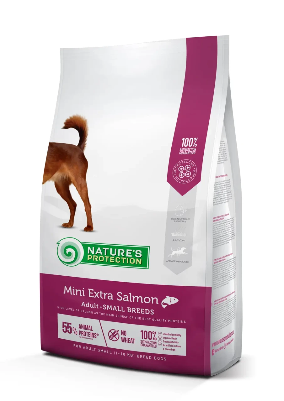 Сухий корм для дорослих собак малих порід Mini Extra Salmon Adult Small Breeds Nature’s Protection 2 кг (лосось)