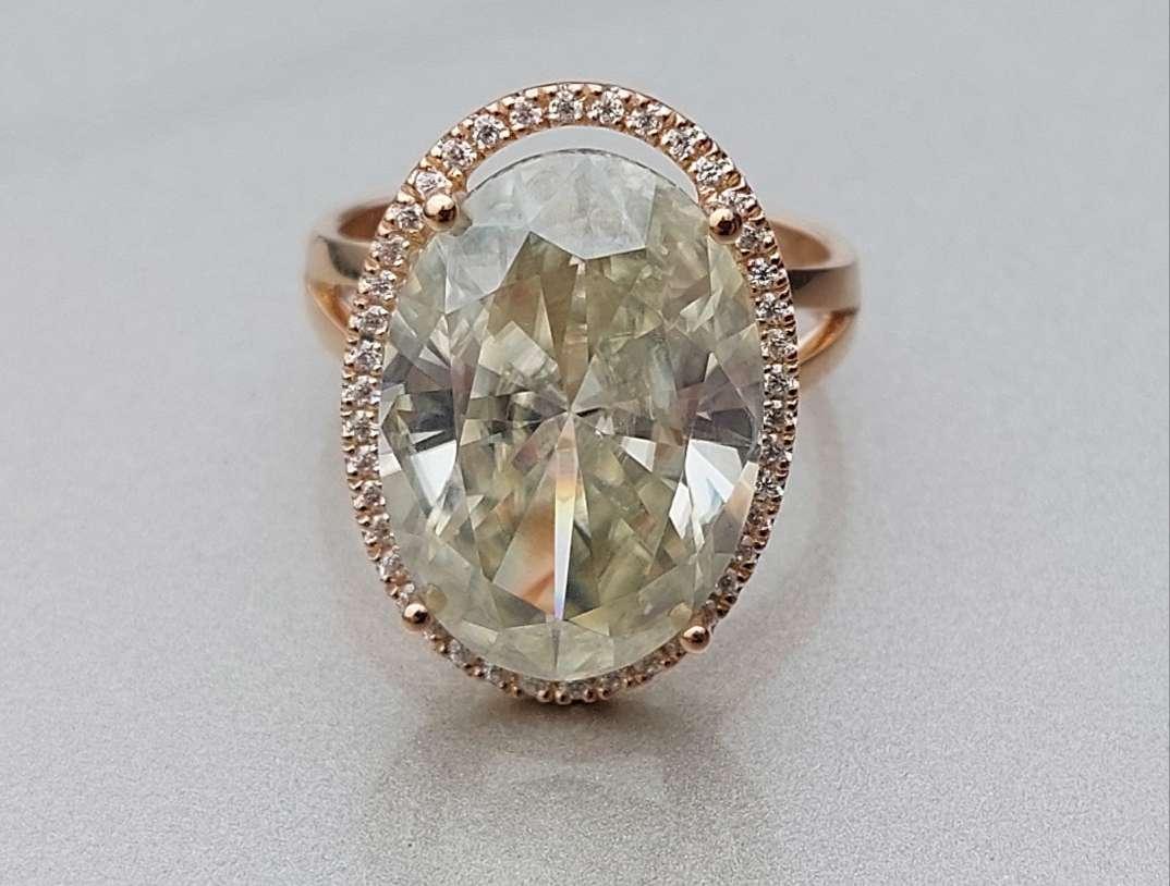 Золоте кільце 6.32 г Муасаніт Розмір 17.5, фото 1