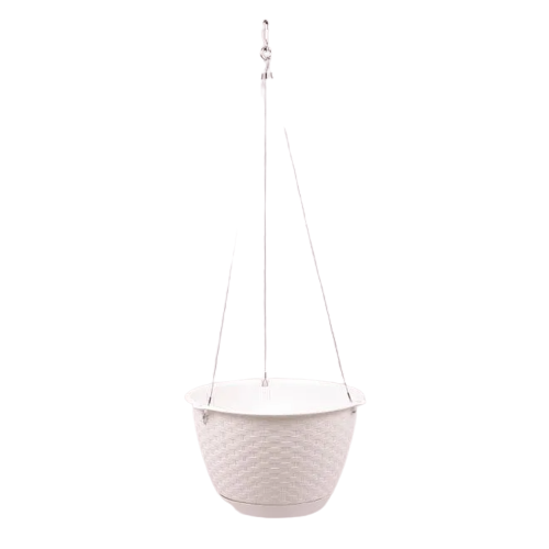 Горщик пластиковий підвісний Flora Ratolla на тросах білий 24 см, фото 1
