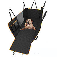 Автомобільний гамак для перевезення собак Чорний з помаранчевим З кишенею