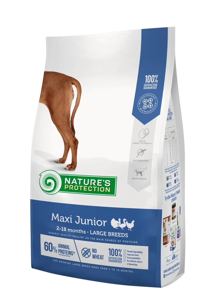 Сухий корм для цуценят великих порід Maxi Junior Large Breeds Nature's Protection 12 кг (м'ясо птиці)