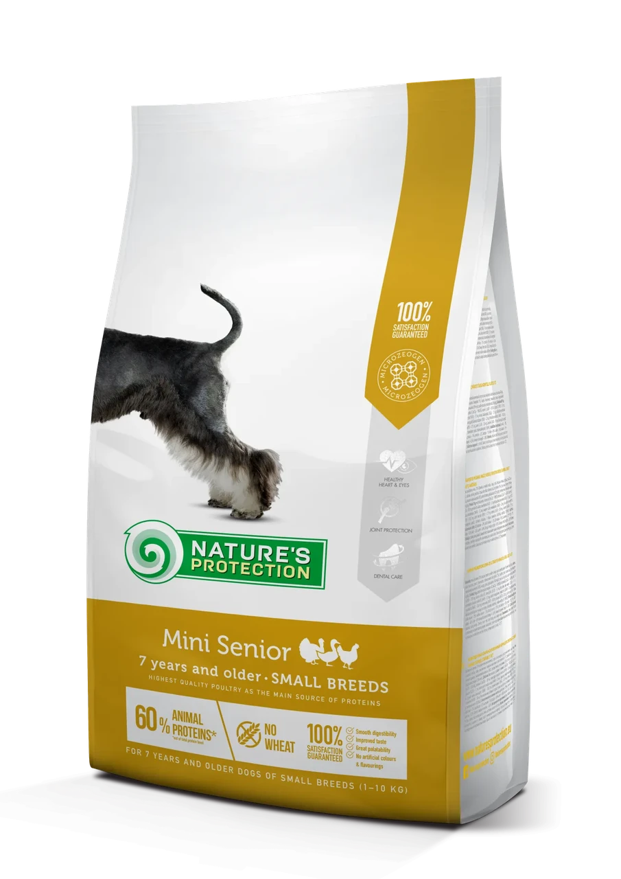 Сухий корм для дорослих собак малих порід старше 7 років Mini Senior Small Breeds Nature's Protection 2 кг (м'ясо птиці)