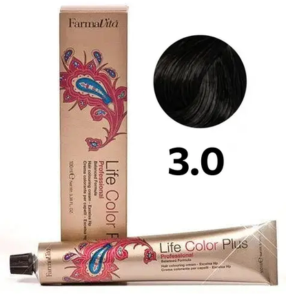 Стійка крем-фарба FarmaVita Life Color Plus 3.0 Темно-каштановий 100 мл, фото 1