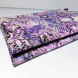 Жіноча косметичка — гаманець три відділи сереневий шкірозамінник, фото 2