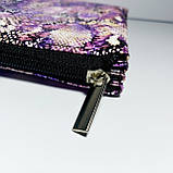 Жіноча косметичка — гаманець три відділи сереневий шкірозамінник, фото 3