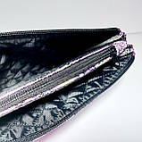 Жіноча косметичка — гаманець три відділи сереневий шкірозамінник, фото 4
