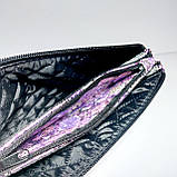 Жіноча косметичка — гаманець три відділи сереневий шкірозамінник, фото 5